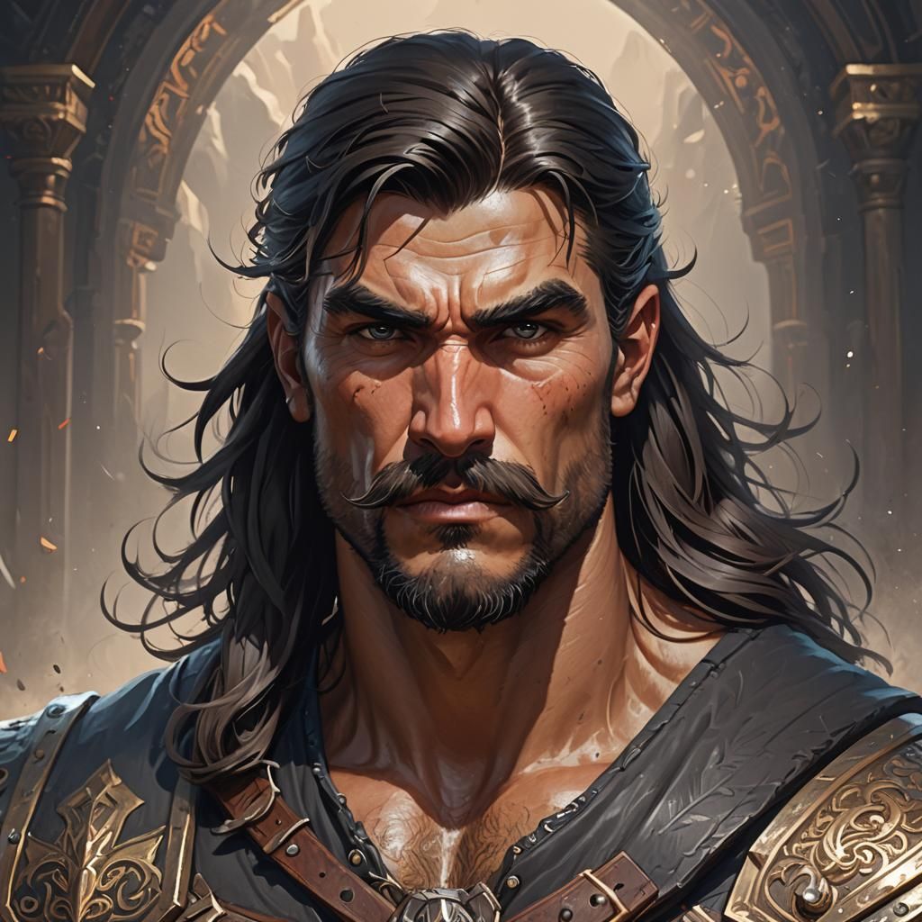 Barbarian Knight Portrait in Hyperdetailed Digital Art