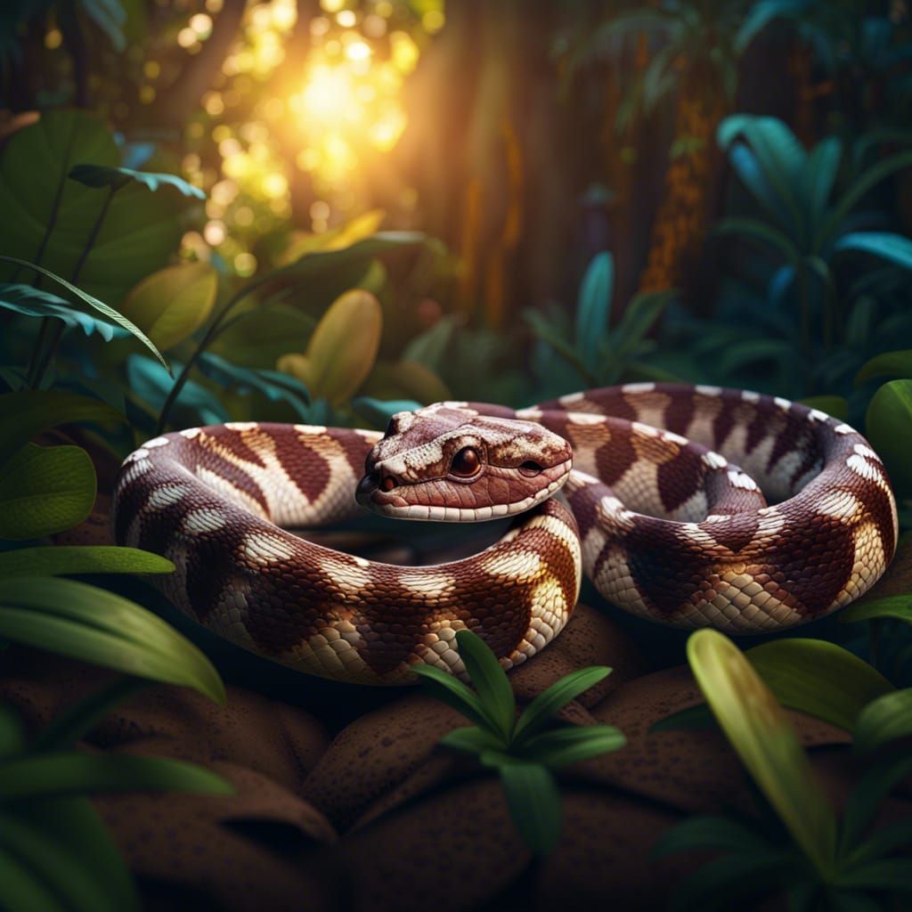 Photorealistic Gaboon Viper in Tropical Forest