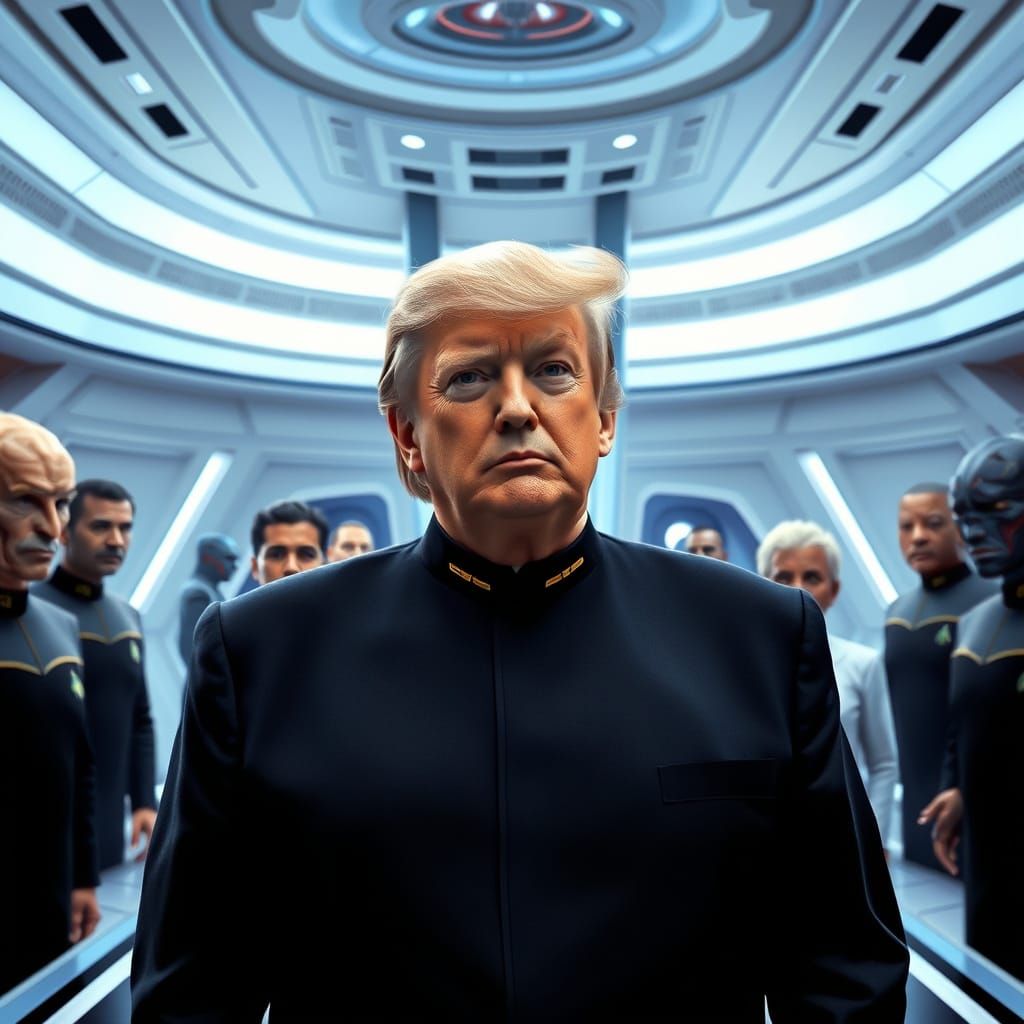 Trump as Starfleet President in Futuristic HQ