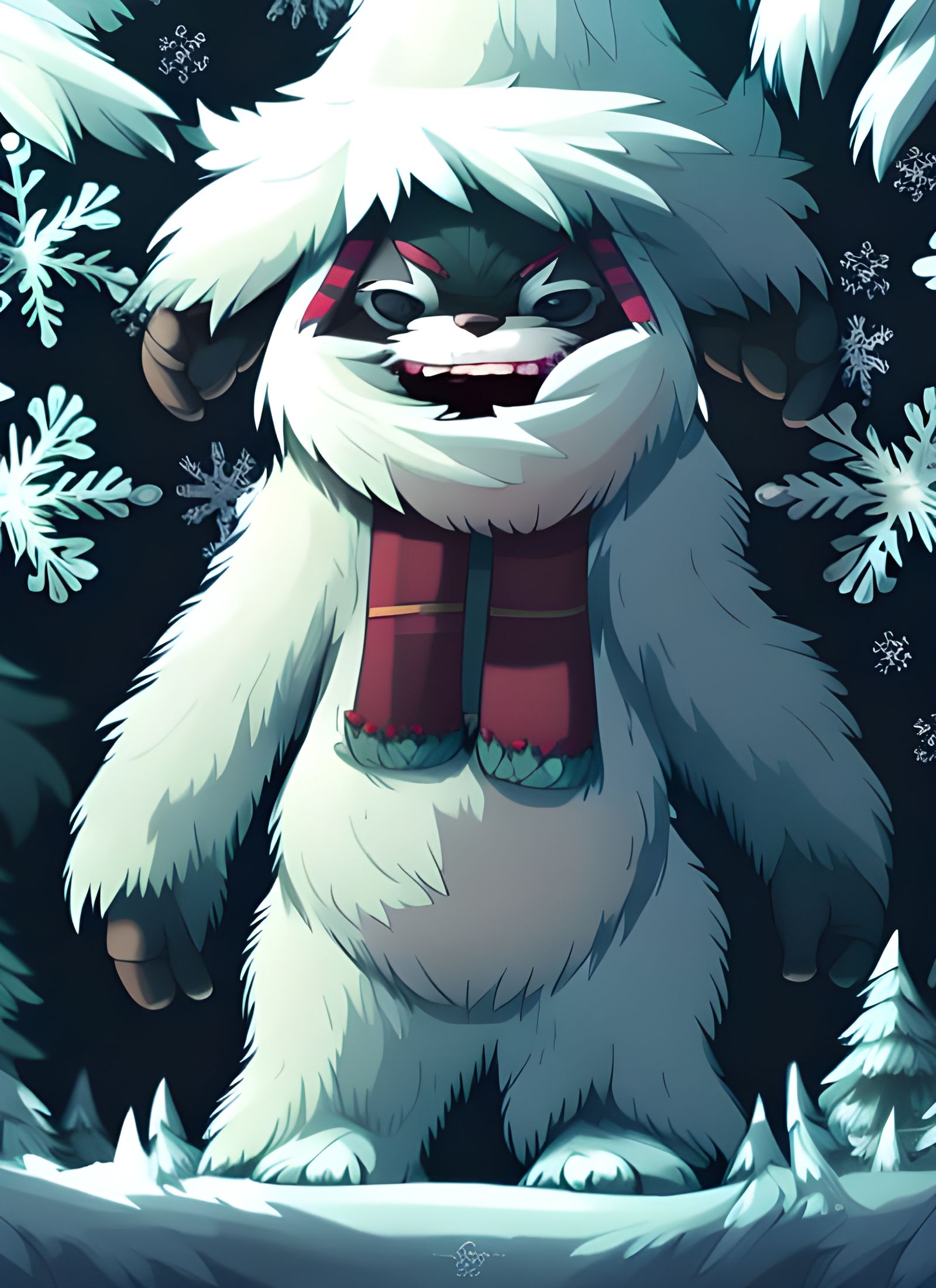 Adorable Christmas Yeti in Dreamworks Style