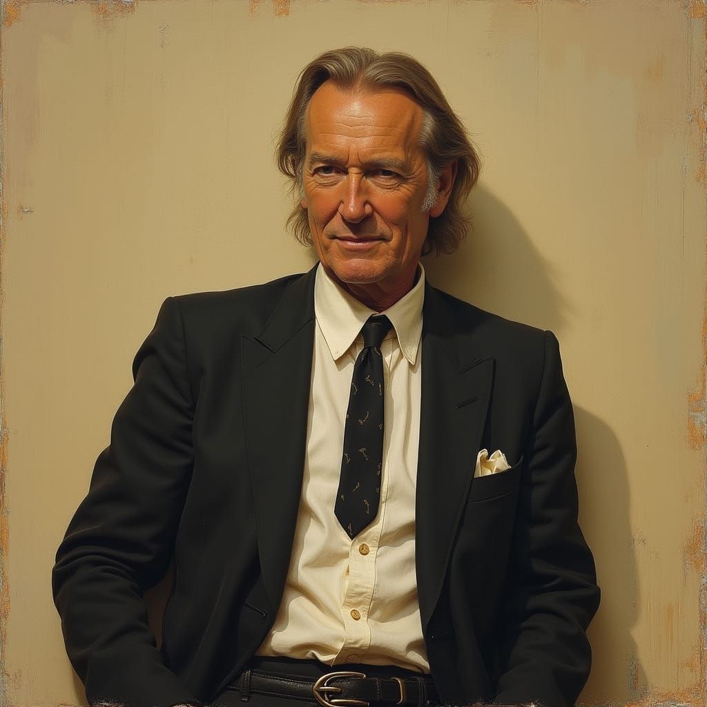 Willie Nelson Portrait in Vintage American Art Style