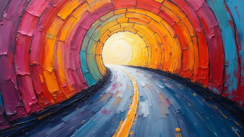 Geometric Melting Tunnel in Neo-Impressionist Style