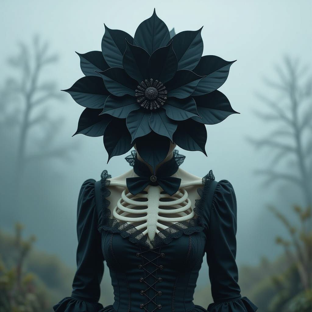 Torso with Bone Petals in Victorian Style