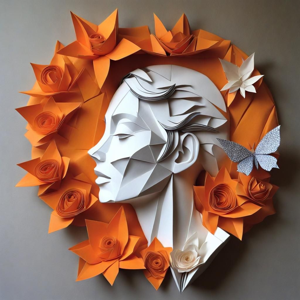 Surreal Woman with Moon and Floral Fingers