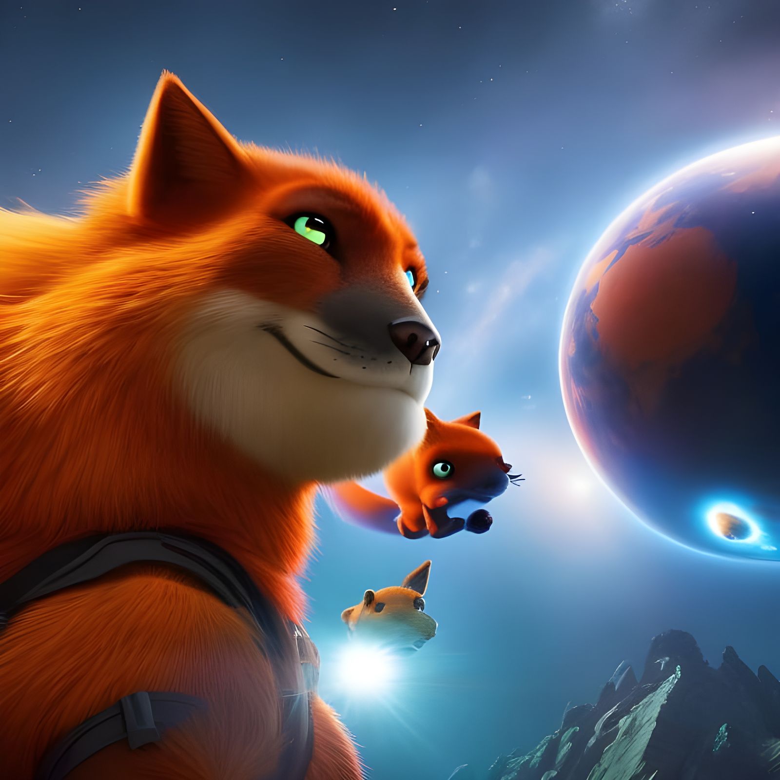 Fox Fursona in Spacesuit: 3D Digital Art