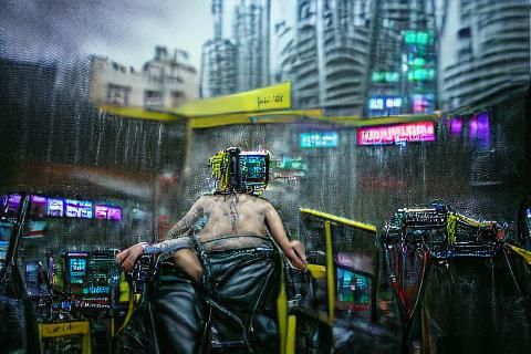 Neon Cityscape at Night in Cyberpunk Style
