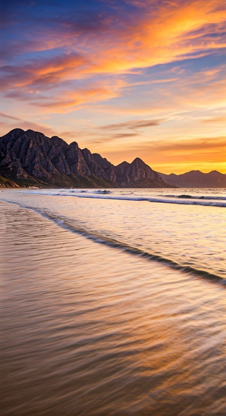 Surreal Sunset Beach Scene in a Romantic Landscape Style