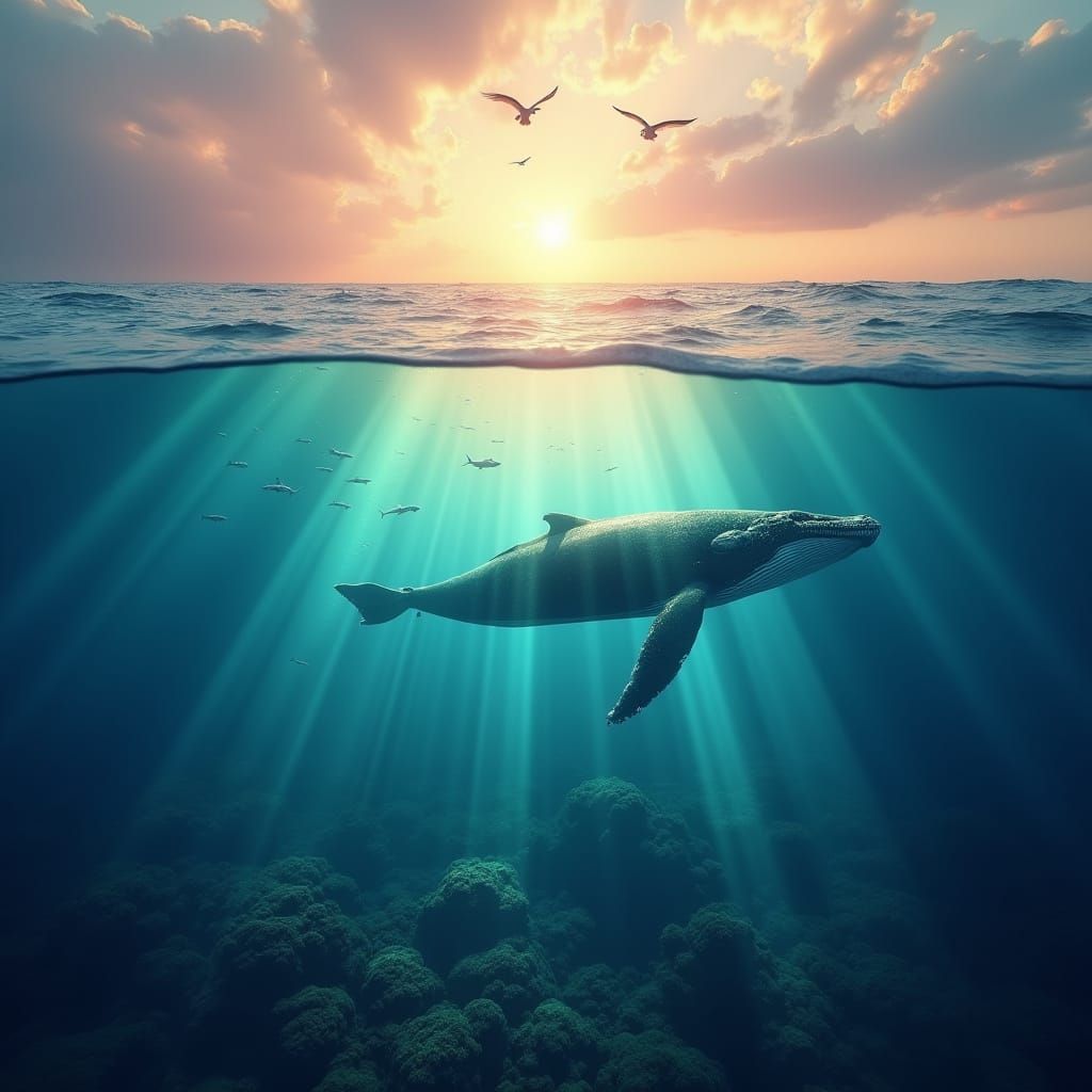 Ocean Sunset with Whales: Ultra-Realistic 8K Cinematic Beaut...