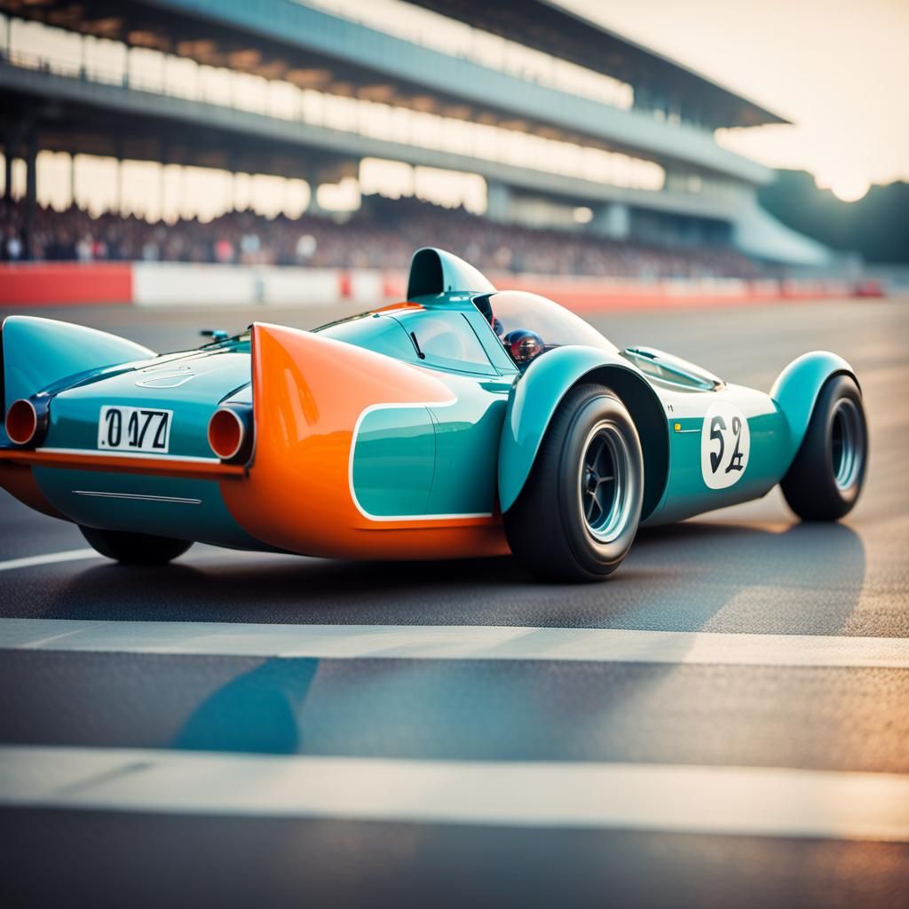 Retro-Futuristic Race Car in Professional Photography Style