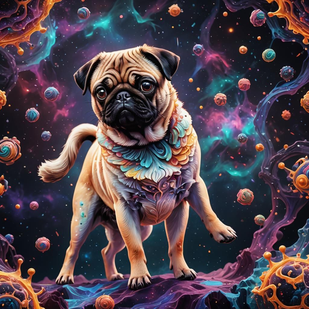 Pug's Atomic Transformation: A 3D Rendering