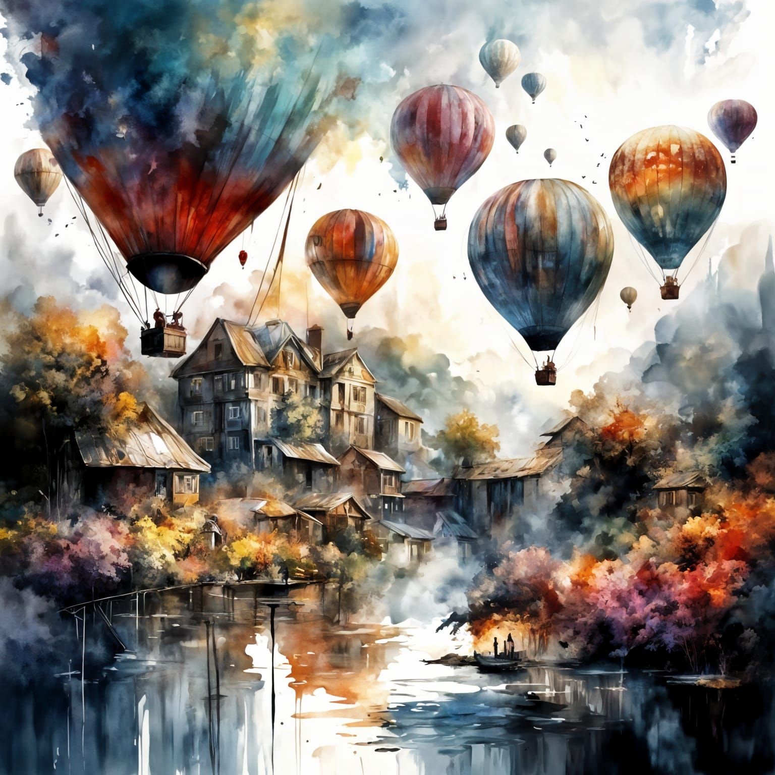 Hot air balloons in spring time