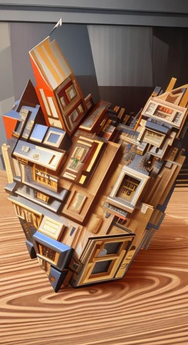 Geometric Cubist Portrait in Art Deco Style
