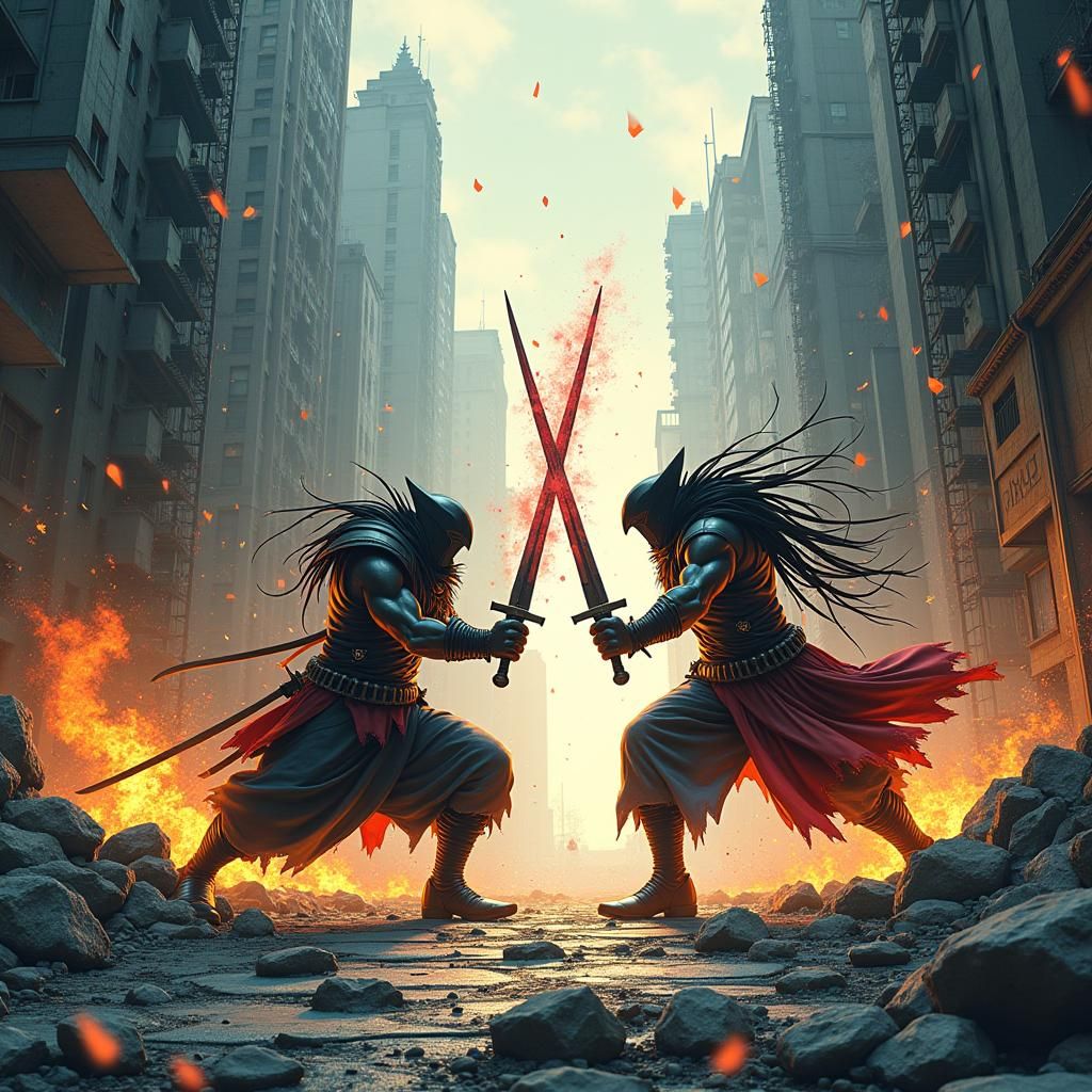 Post-Apocalyptic Showdown in Manga Style