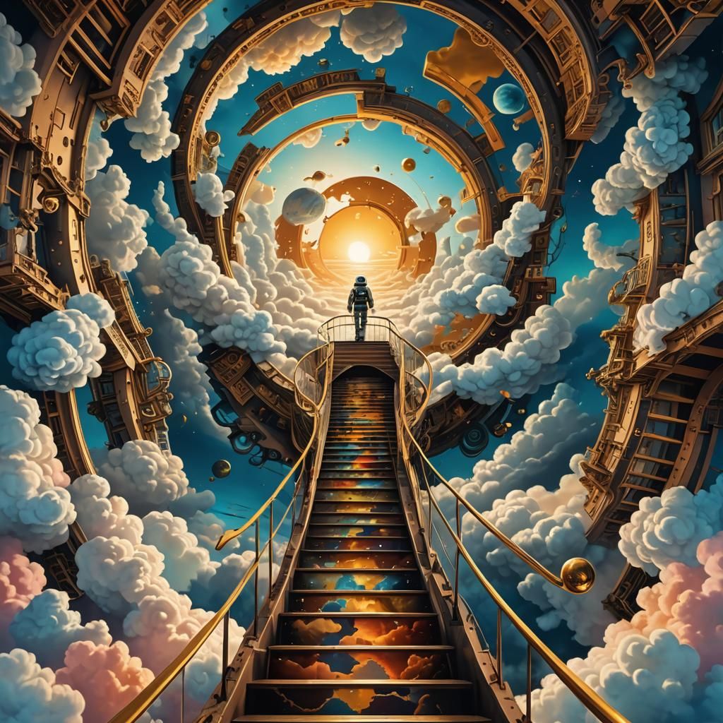 Lonely Astronaut Walks to the Horizon as Surreal Digital Art