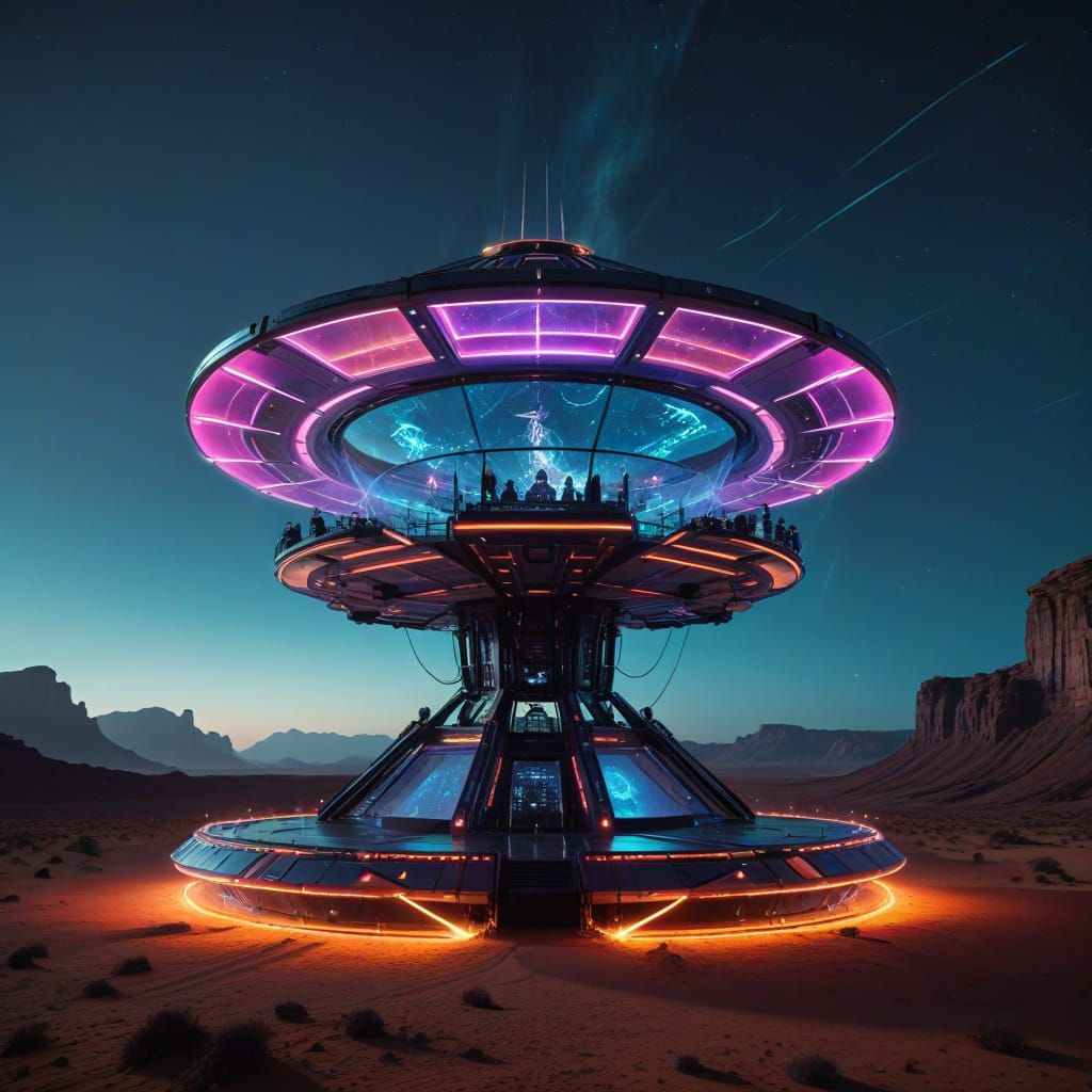 Futuristic Martian DJ Festival in 3D Photo Style