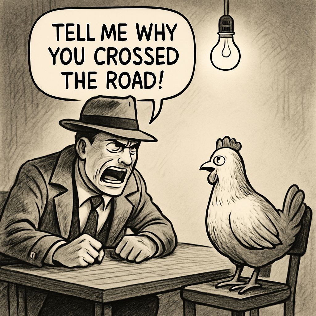 Detective Questions Chicken About Crossing the Road