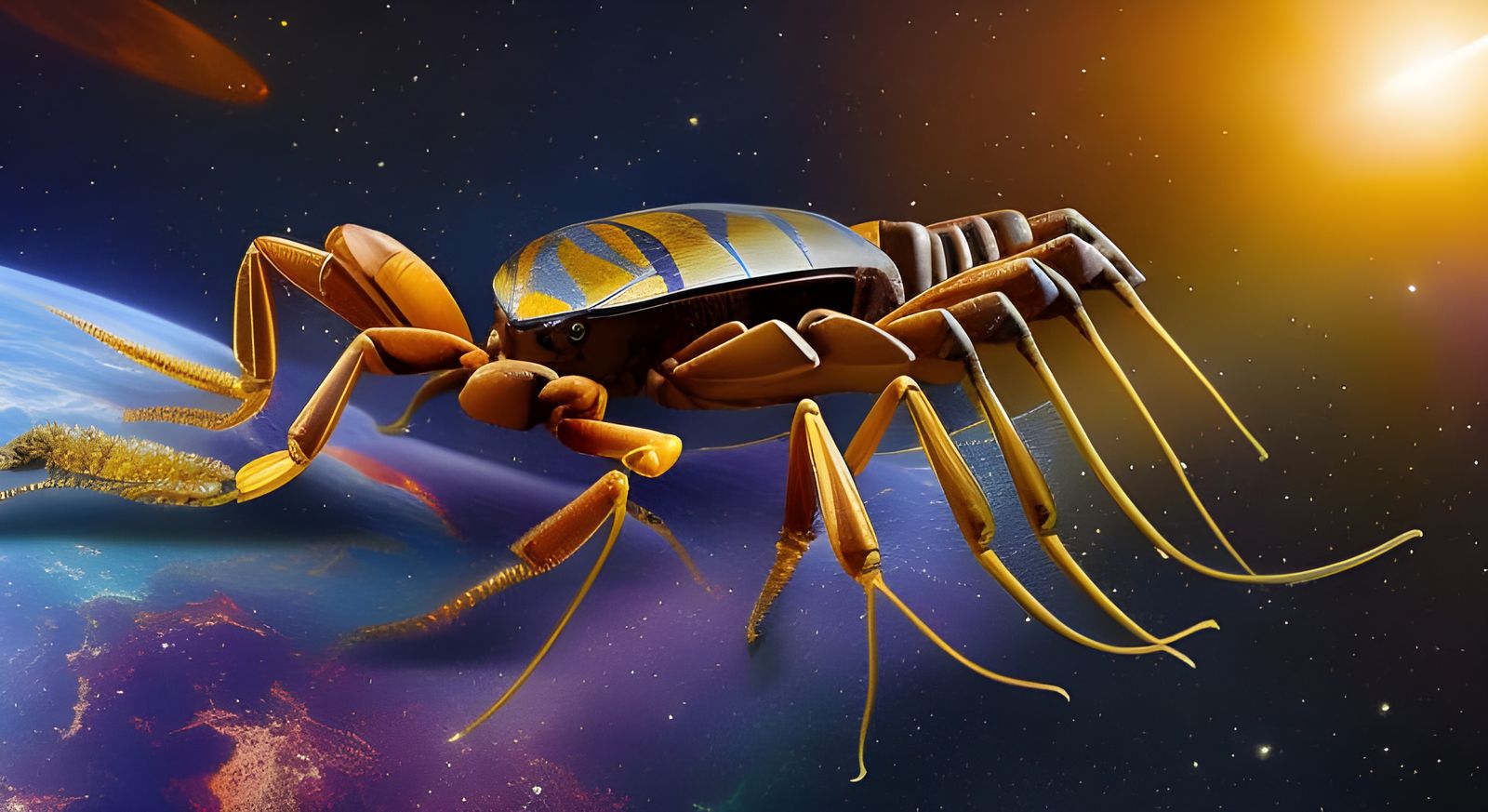 Intricate Alien Scorpion in Cosmic Photorealism