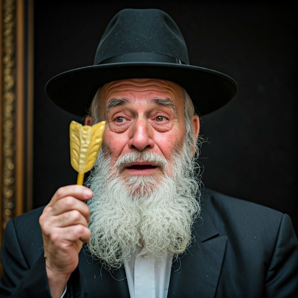 Elderly Hasidic Jew's Joyful Encounter with Etrog
