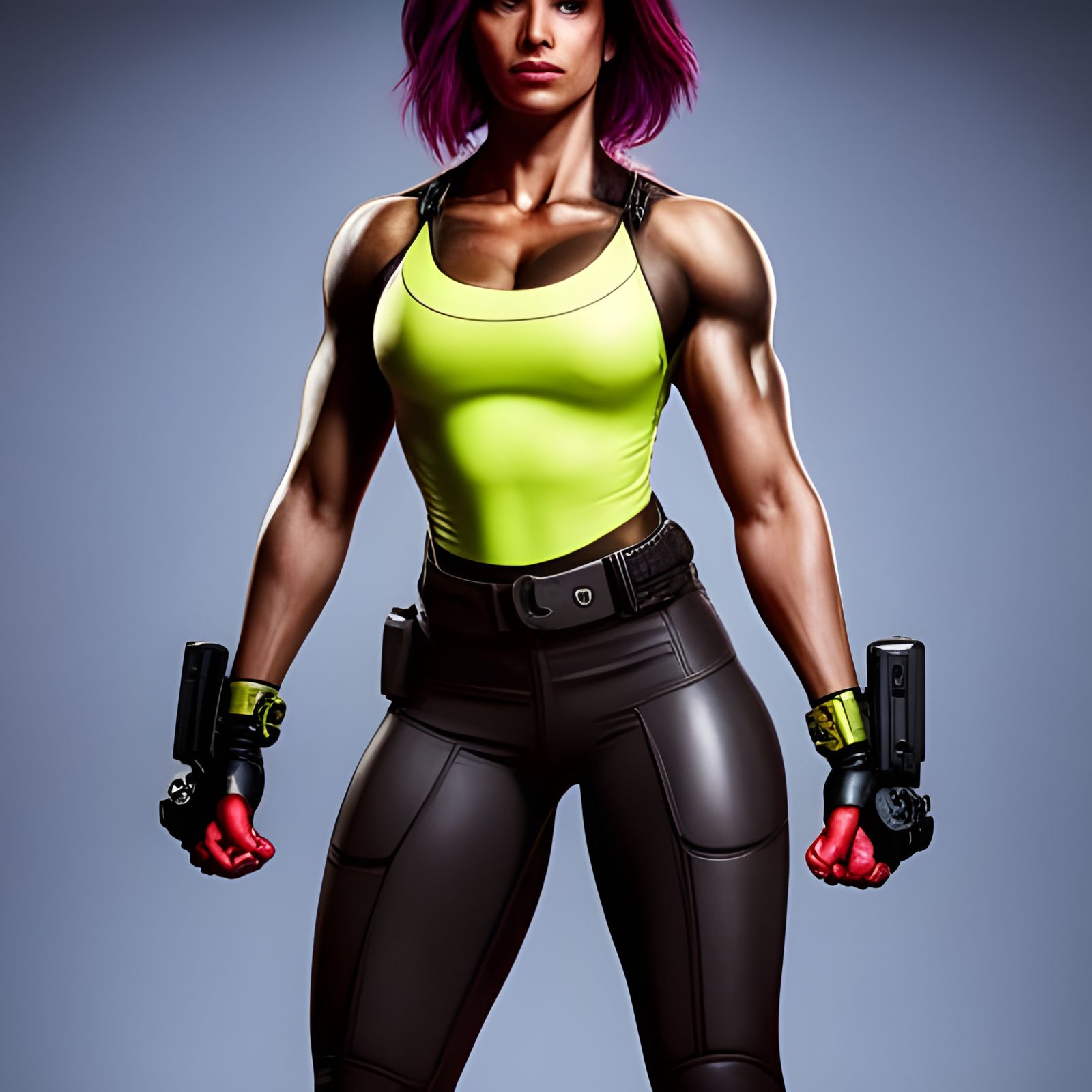Cyberpunk Bodybuilder in Neon Future