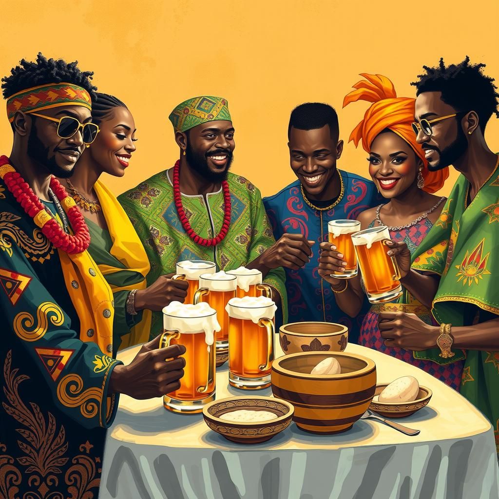 Festive African Futurism Celebration in Vibrant Colors