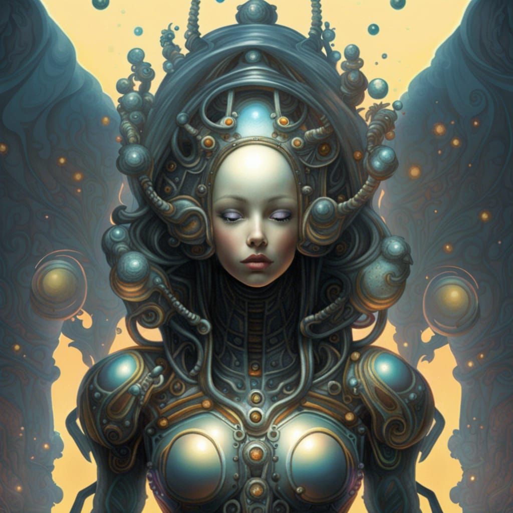 Cybernetic Astronaut's Holographic Voyage to Jupiter