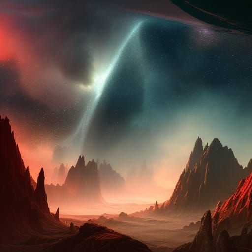 Colliding Galaxies: Detailed Matte Painting in Deep Color