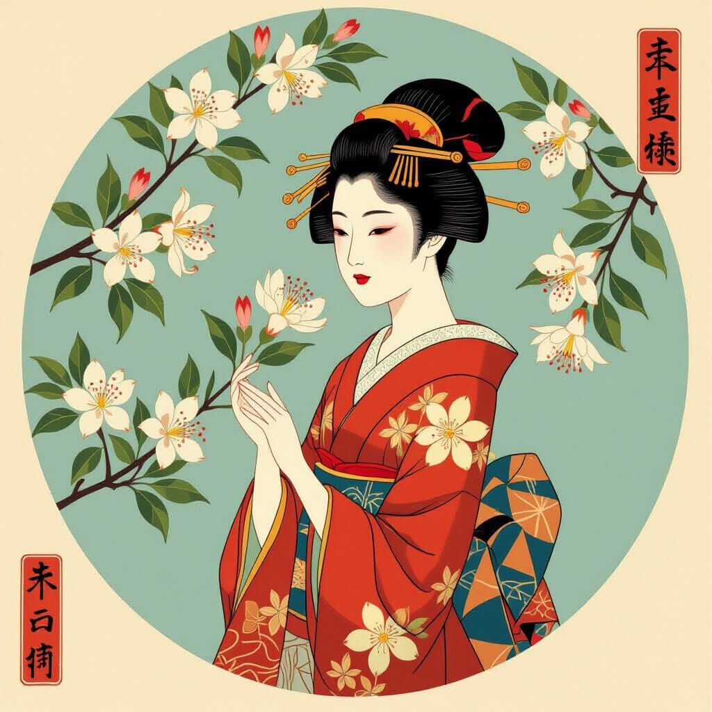 Honeysuckle Perfume in Ukiyo-e Style