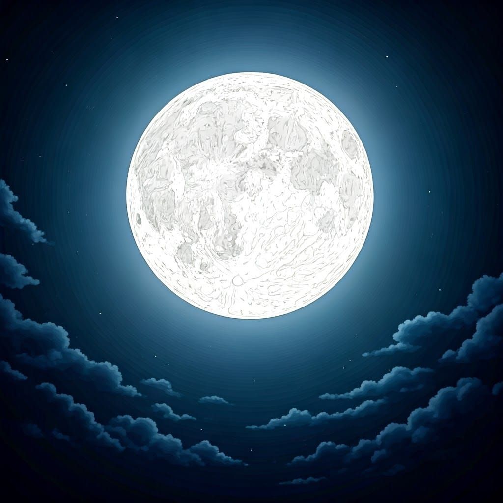 Coloring Page: Cheerful Moon in Anime Style