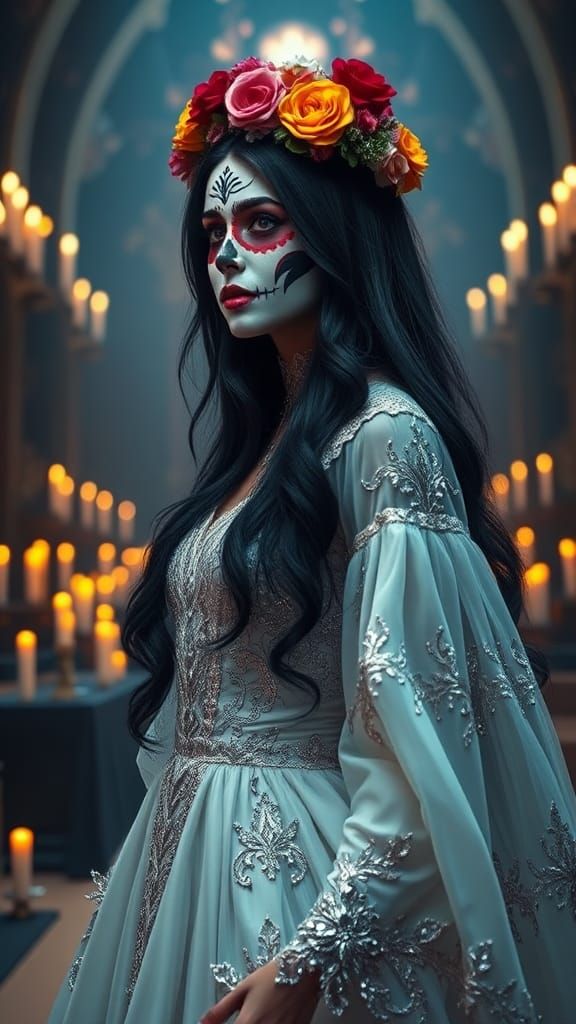 Santa Muerte Portrait in Digital Painting Style