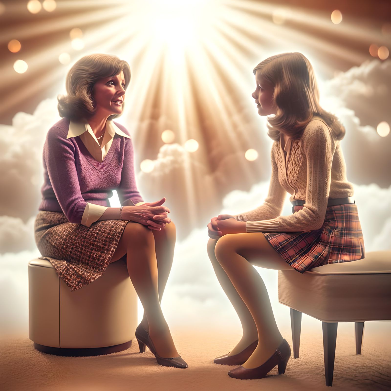 1970s Mom in Miniskirt: Professional Photography Aesthetic