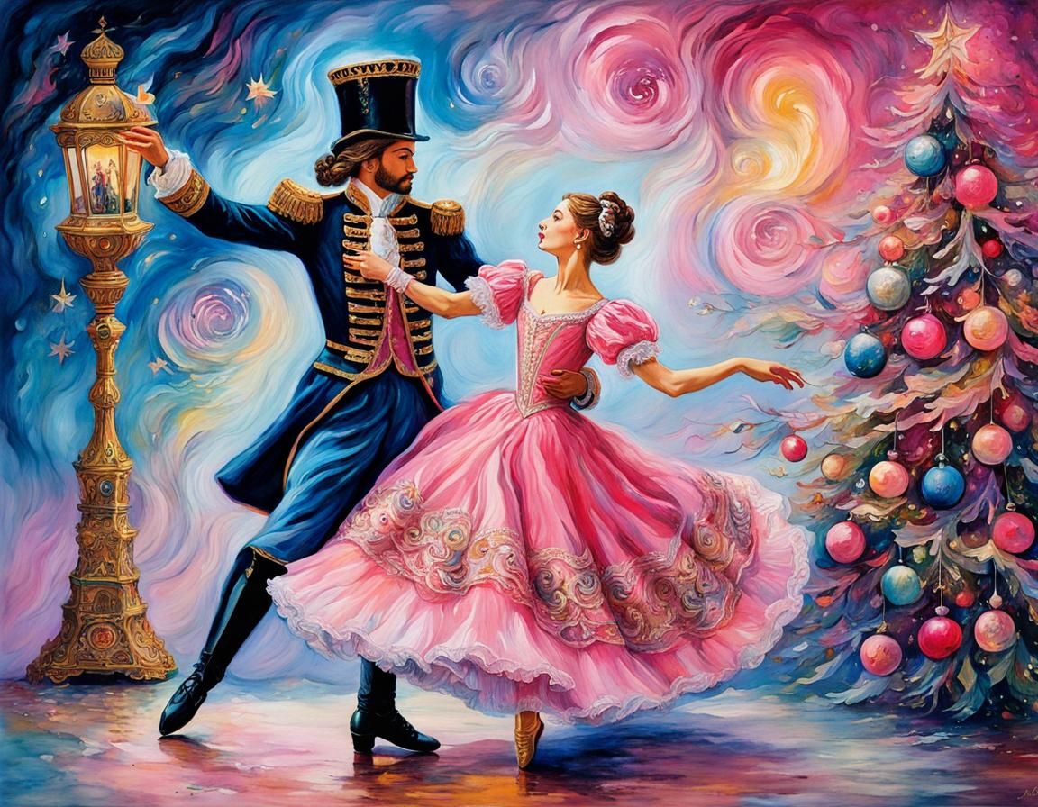 Ethereal Christmas Ballerina in Soft Pastel Hues