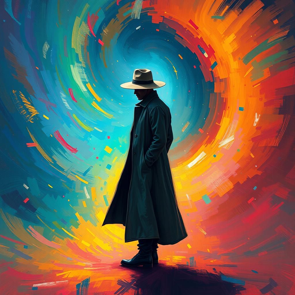 Figure in Rainbow Vortex: Fauvist Expressionism