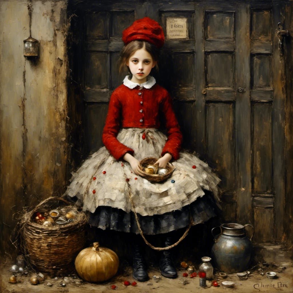 Impasto Painting: Girl by Fire