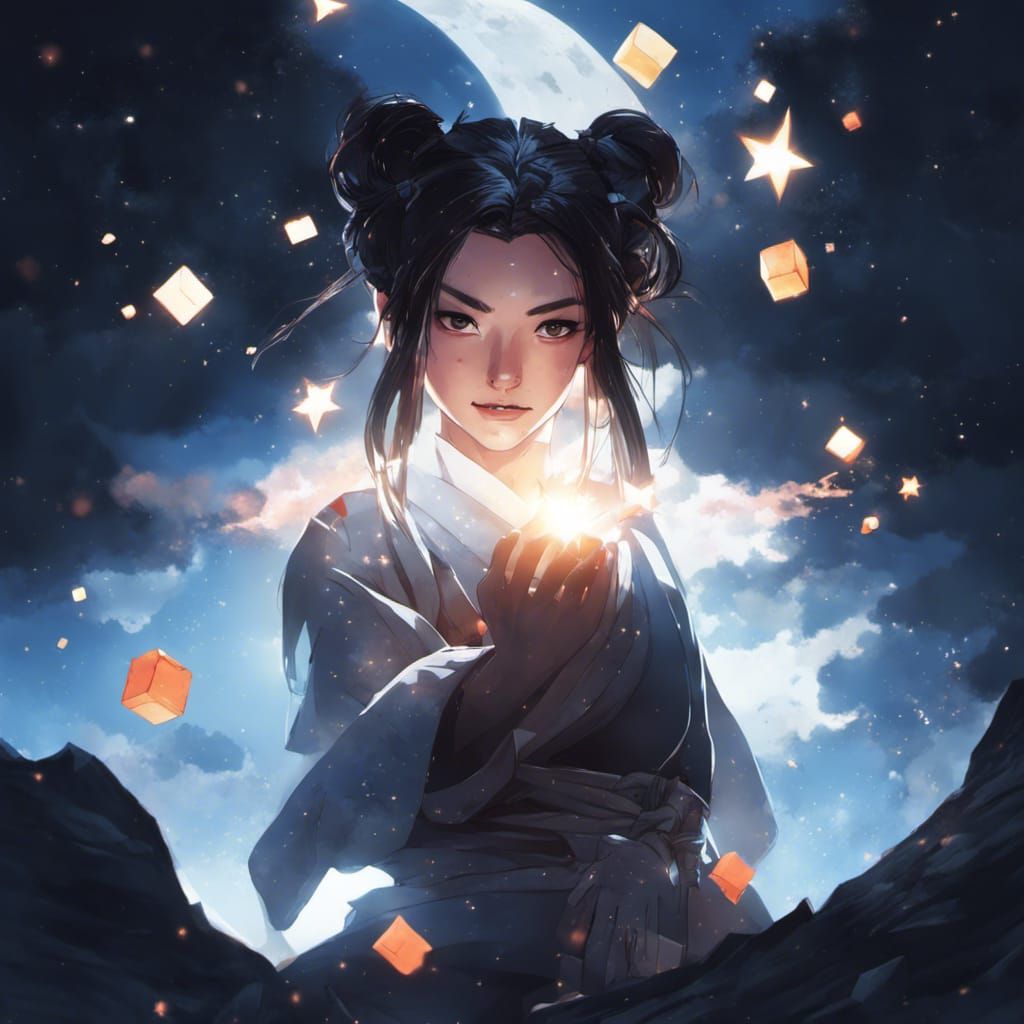 Angry Cyborg Samurai in Anime Style