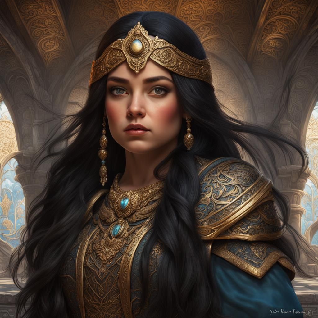 Dwarf Princess Portrait in Hyperdetailed Digital Art