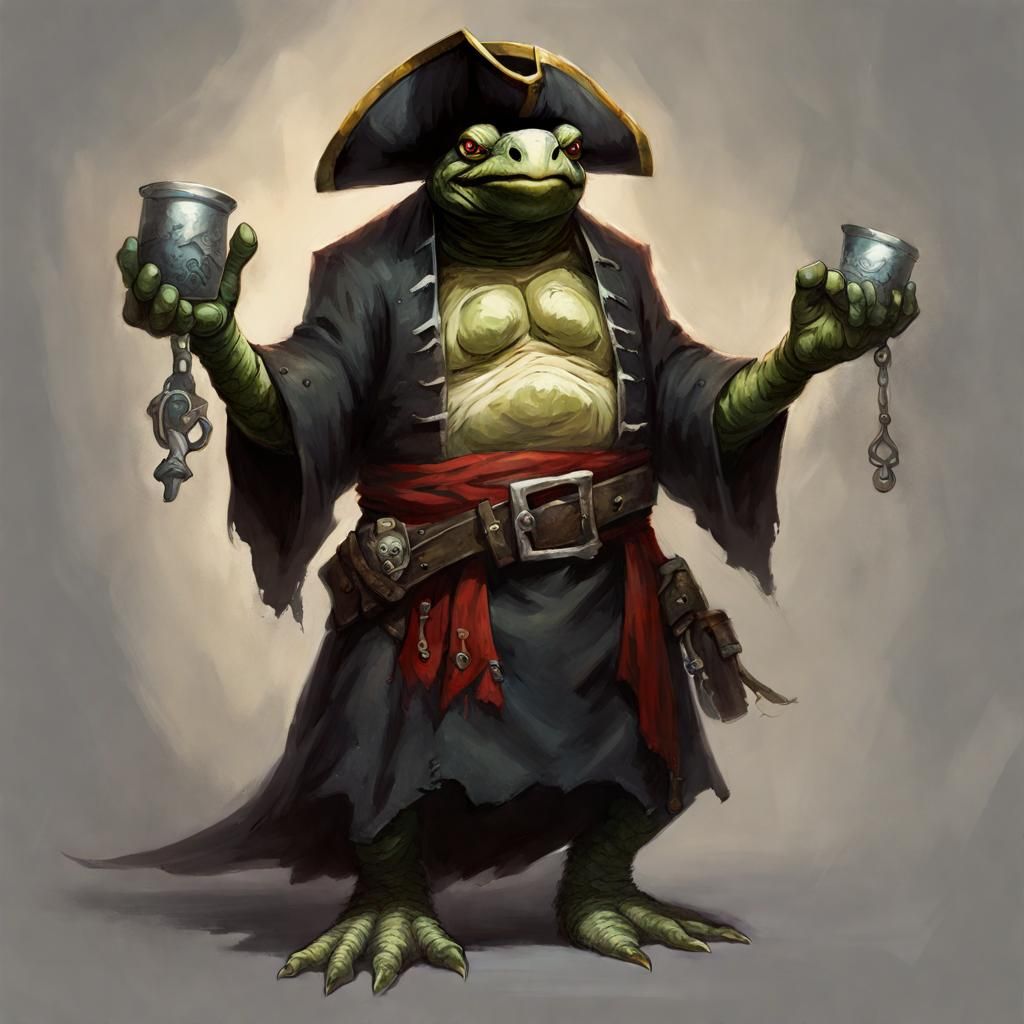 Sinister Pirate Turtle Monk in Fantasy Art Style