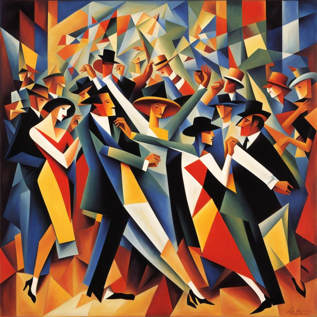 Roaring 20s Dance Party in Cubist Style
