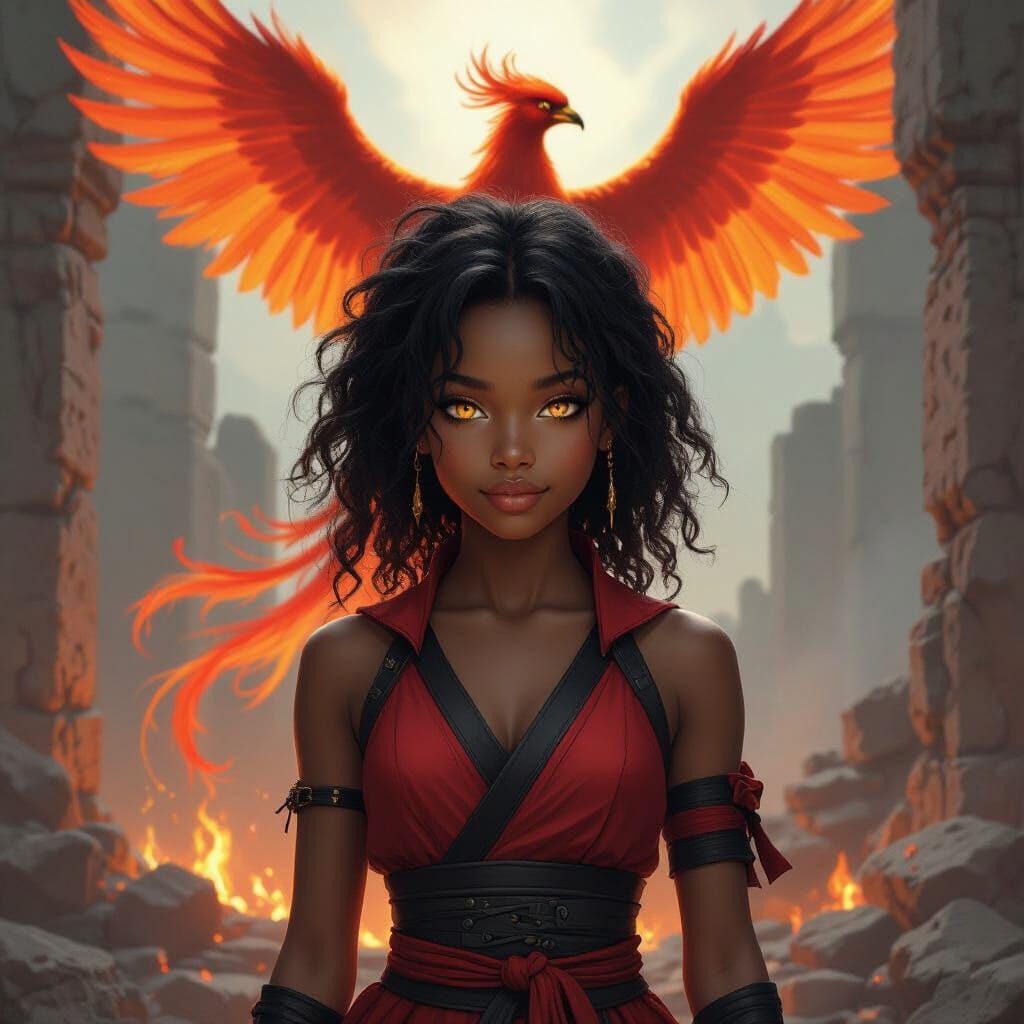 Teenage Ninja with Phoenix in Ruins