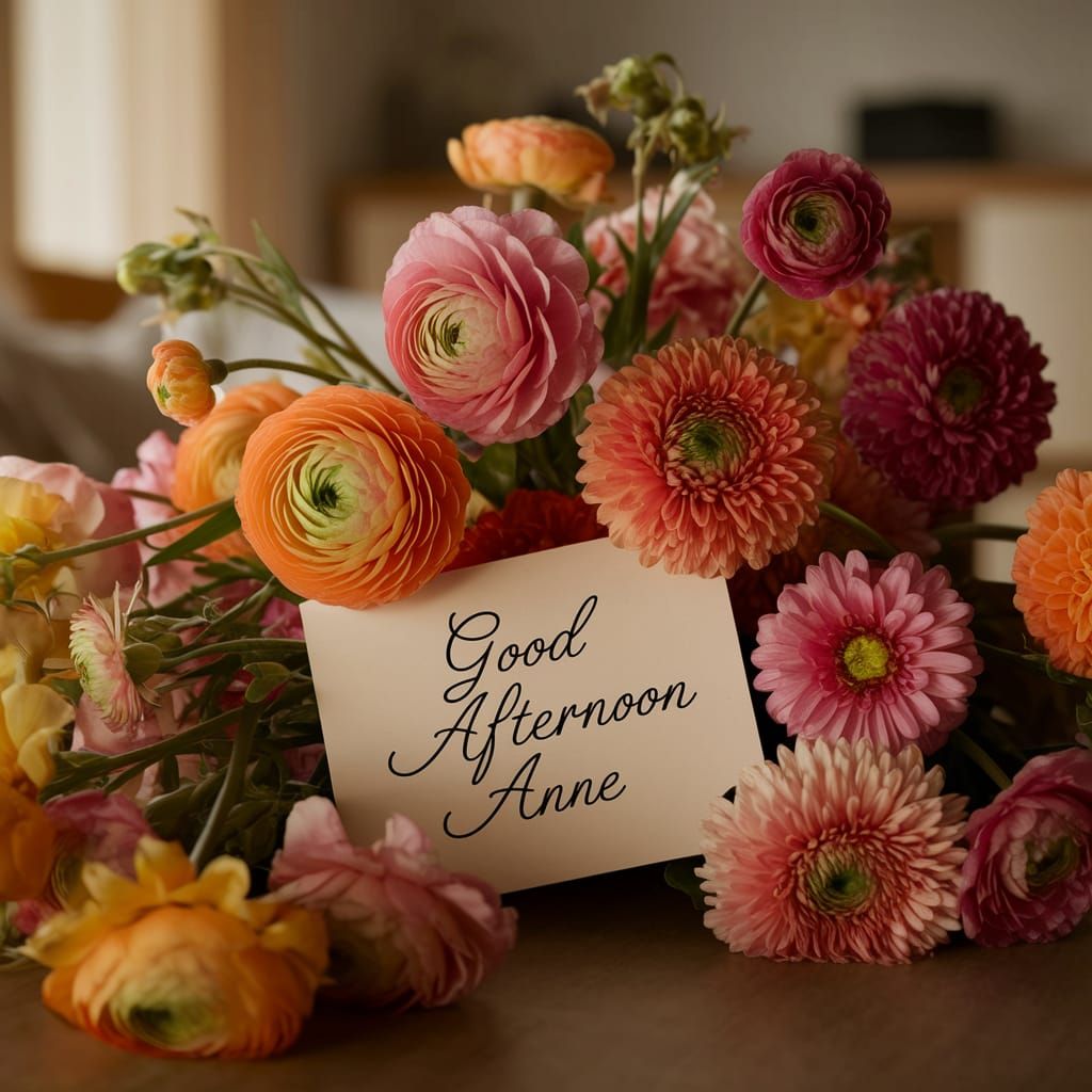 Floral Bouquet with Handwritten Note in Warm Light