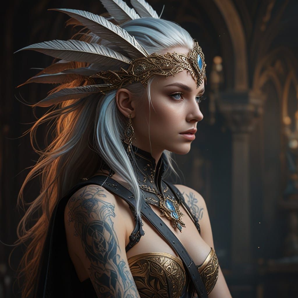 Gothic Fae Princess in Oil Painting Style