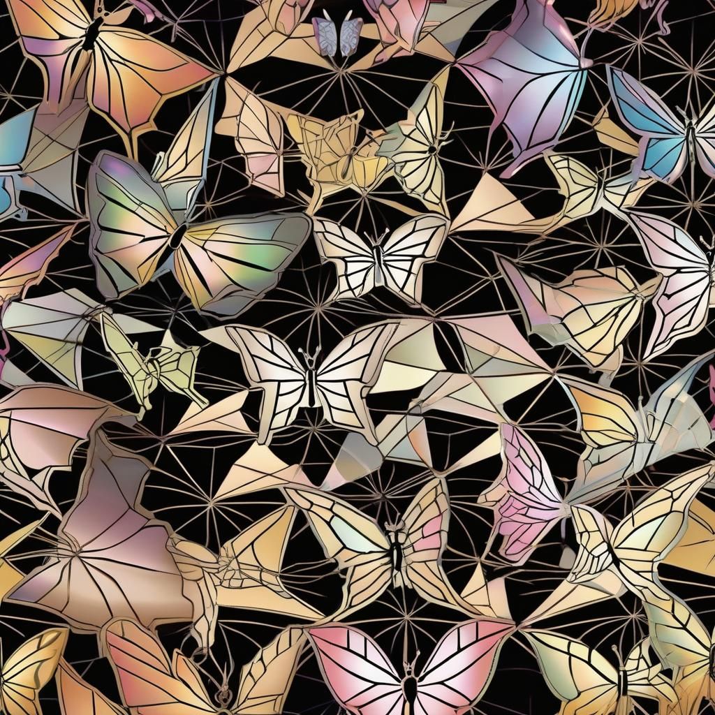 Geometric Spiderweb Butterflies in Escher Style