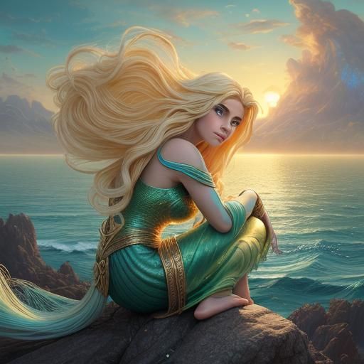 Golden Mermaid in Pixar-Inspired 3D Art