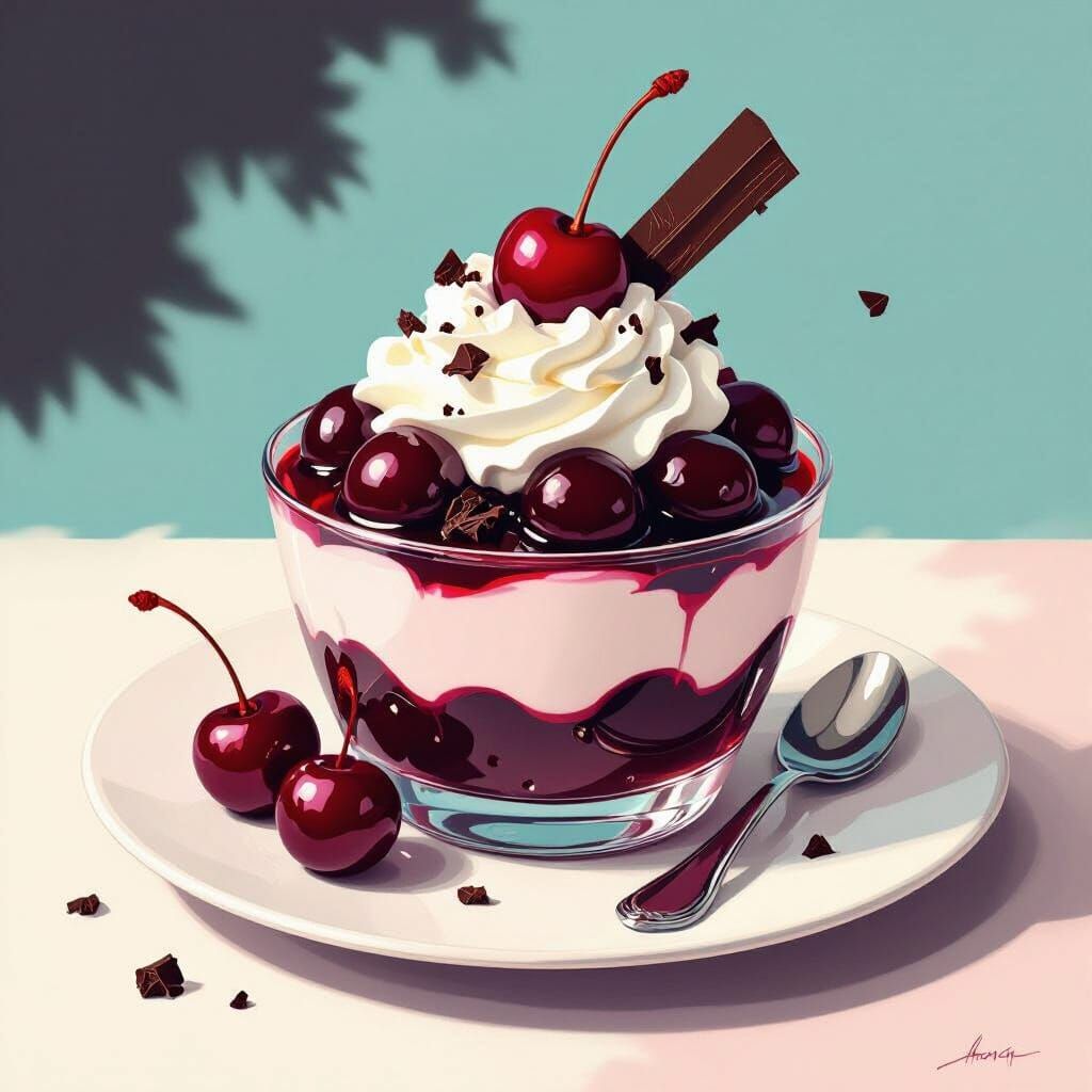 Amarena Cherry Dessert with Whipped Cream