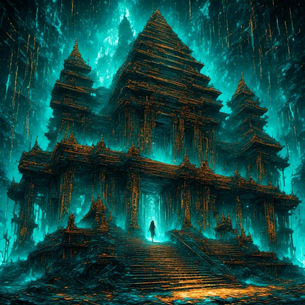 Aztec Temples on just the right night...