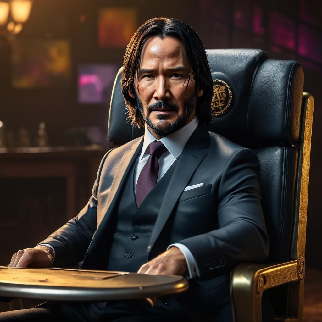 Baby John Wick in Suit with Toy Gun