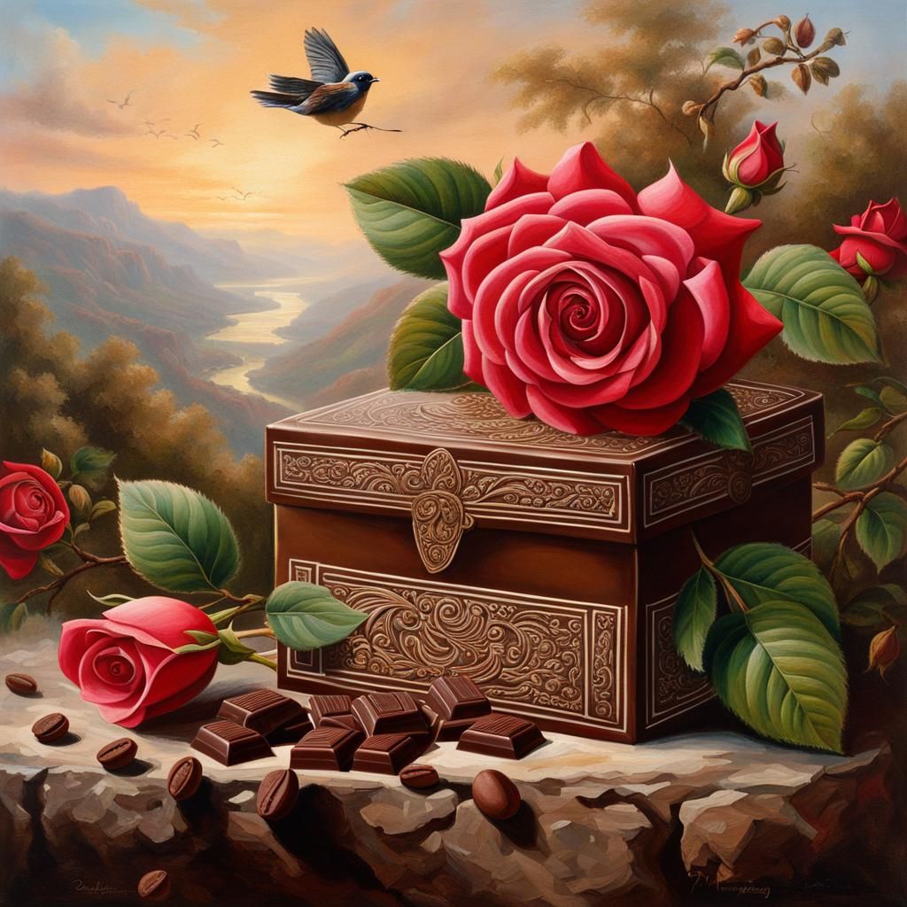 Rose and Chocolate in Cliff Valley: Circadian Painting