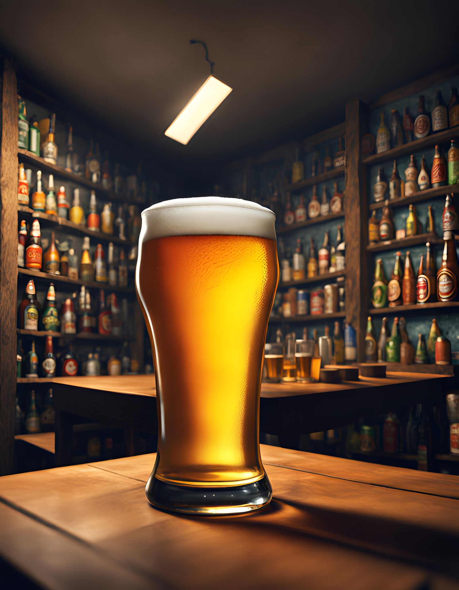 Pint of Beer in Cubist Dark Room