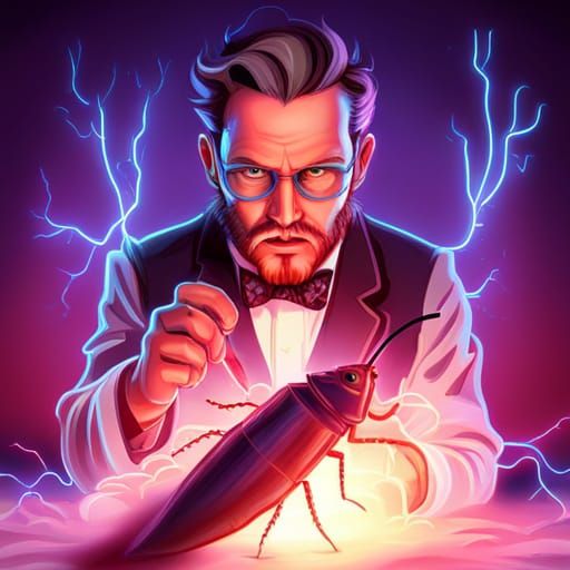 Mad Scientist Electrifies Cockroach in Synthwave Style