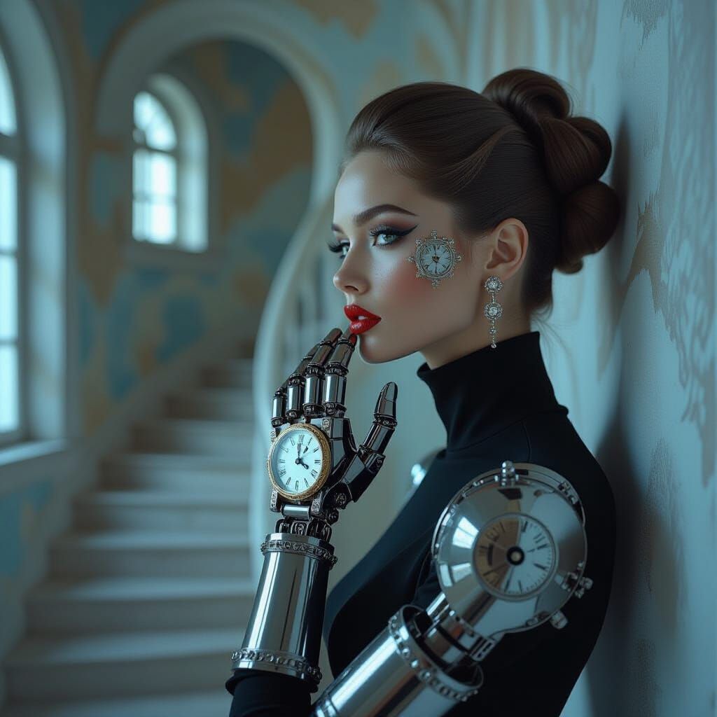 Surreal Model with Clockwork Details and Dreamlike House