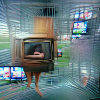 Surreal Image of Person Trapped Inside Television